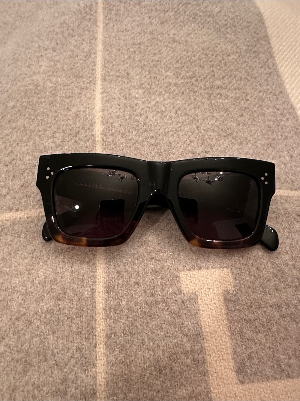 Celine Black and Tortoiseshell Gradient Square Sunglasses